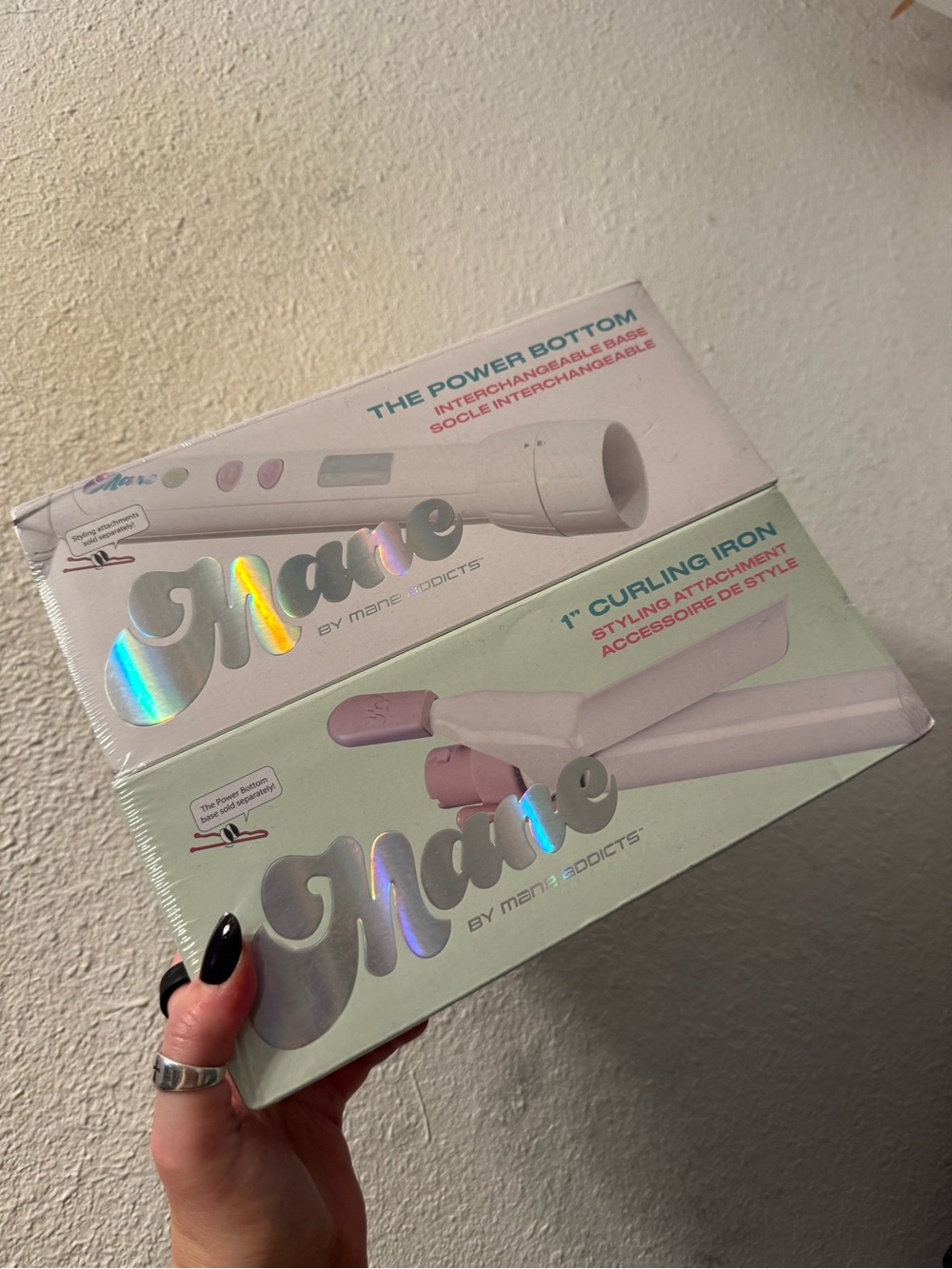 Mane by Mane Addicts 1" Pink Curling Iron + Power Bottom Set